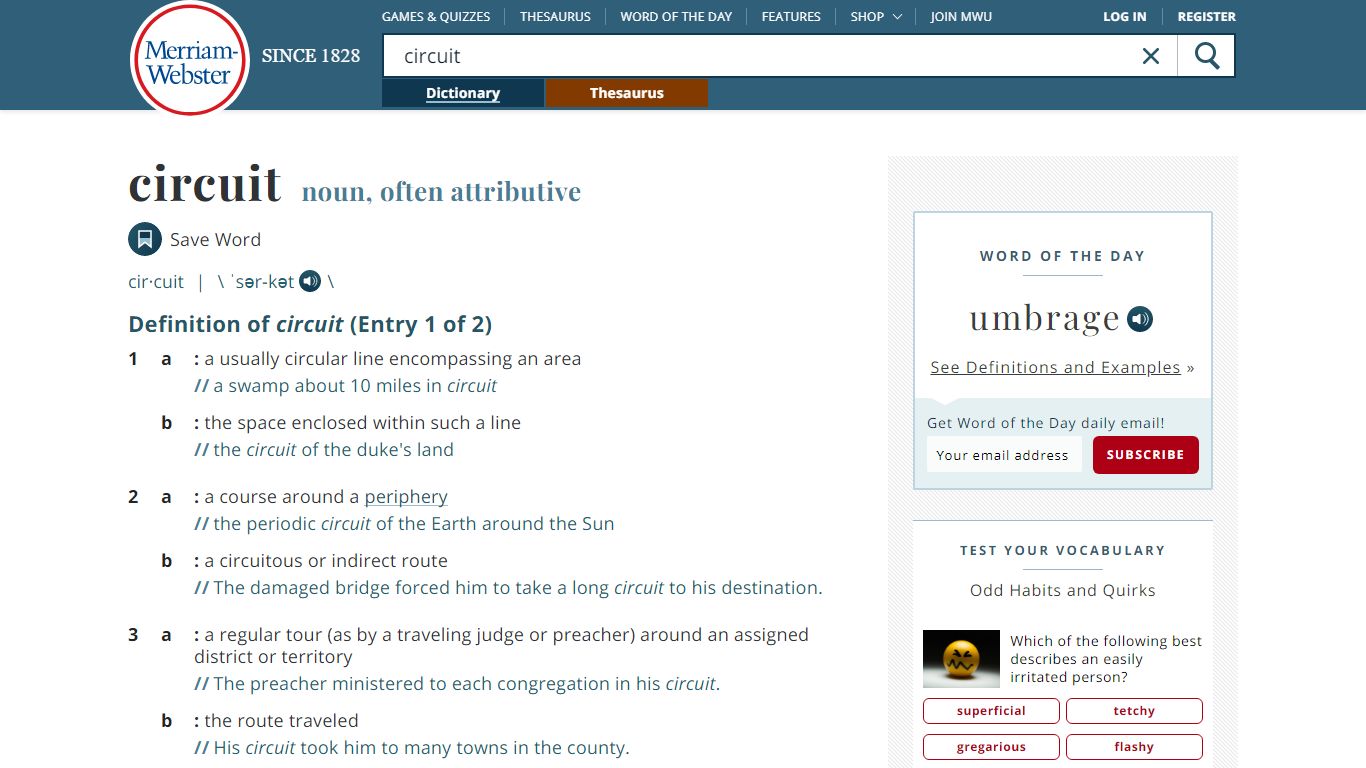 Circuit Definition & Meaning - Merriam-Webster